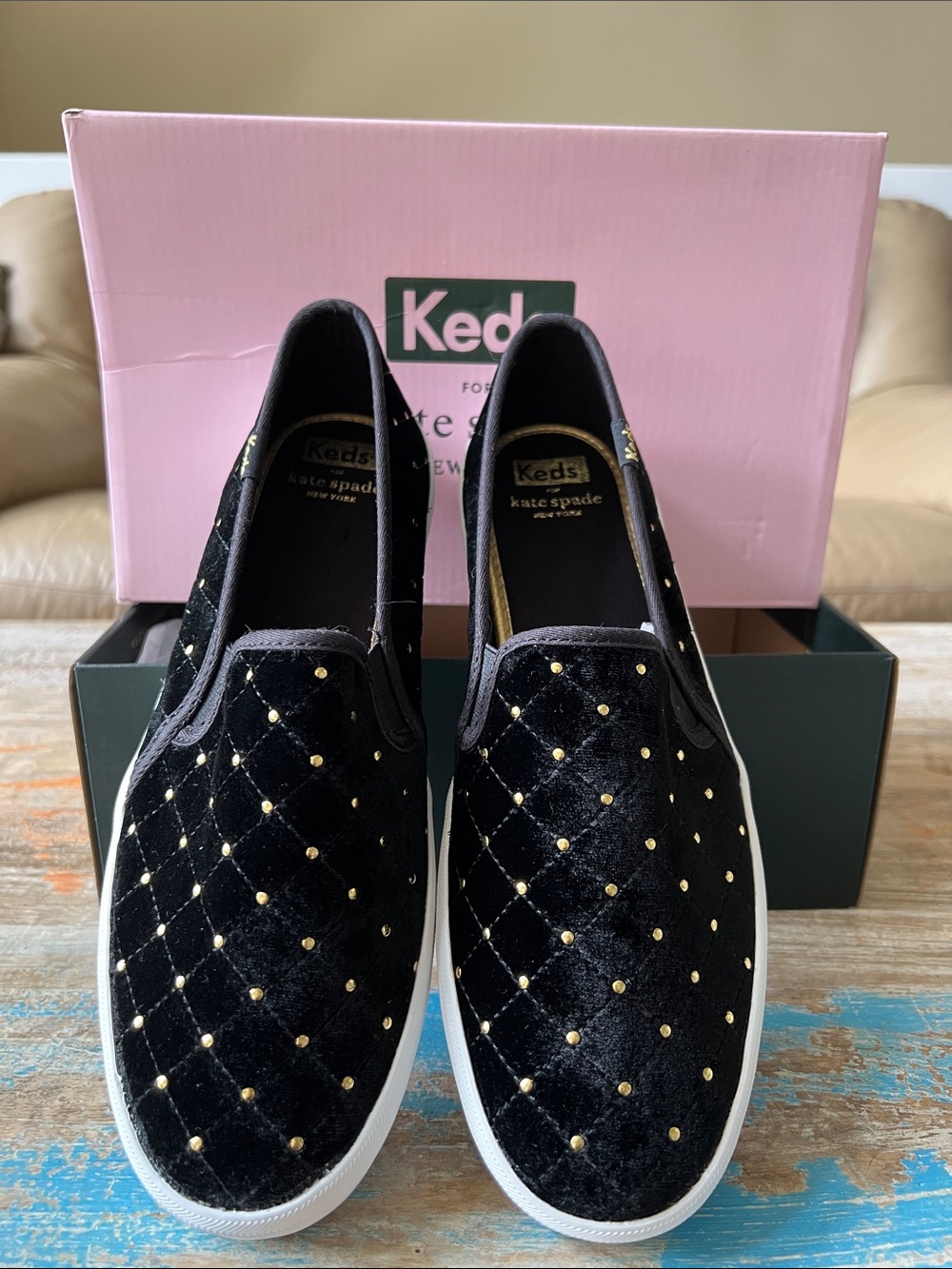 Keds x kate spade New York Double Decker Quilt Velvet Size 9